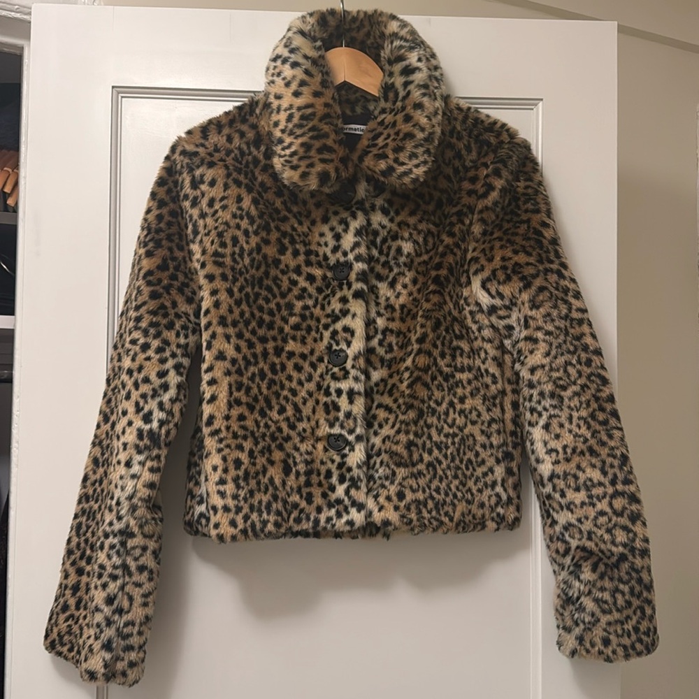 Reformation Leopard Print Faux Fur Jacket - Brown & Black